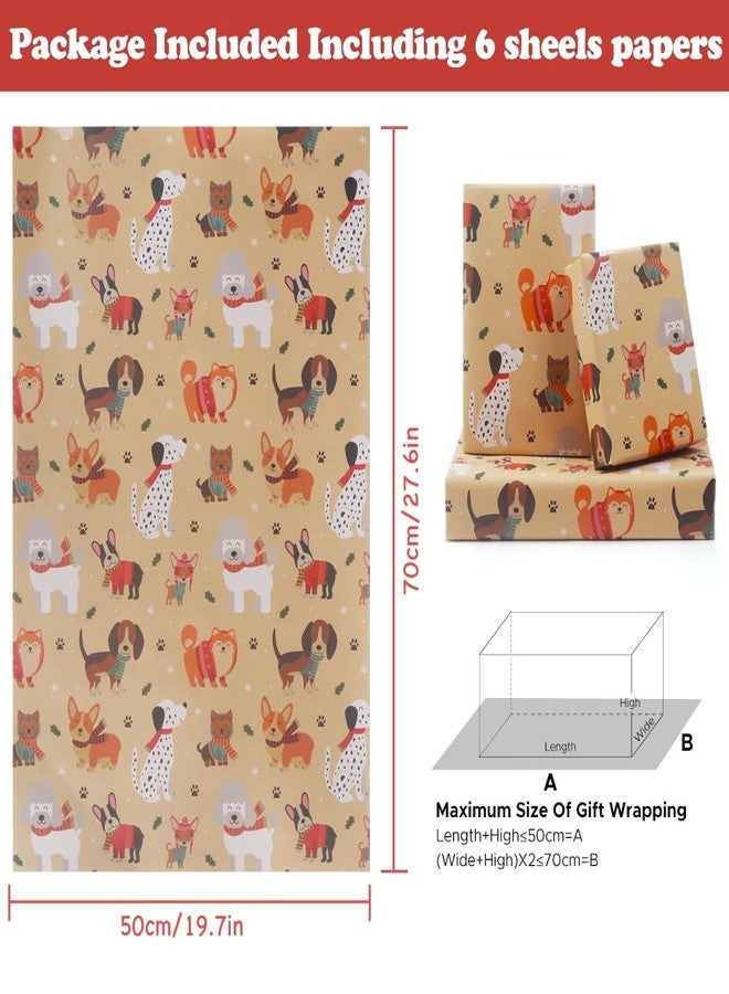 AircooL Dog Wrapping Paper, Puppy Paw Birthday Gift Wrap Paper, 6 Folded Sheets 30 x 20 Inch Dog Gift Paper for Kids Boys Girls Family Friends Kids Christmas Holidays - Image 2